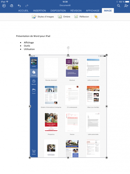 Création document Word pour iPad